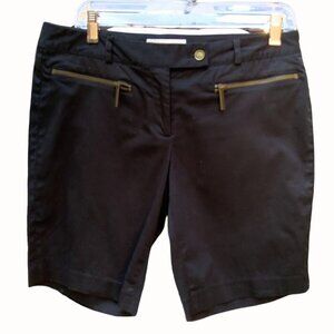 Michael Michael Kors ladies solid black flat front chino style shorts size 6